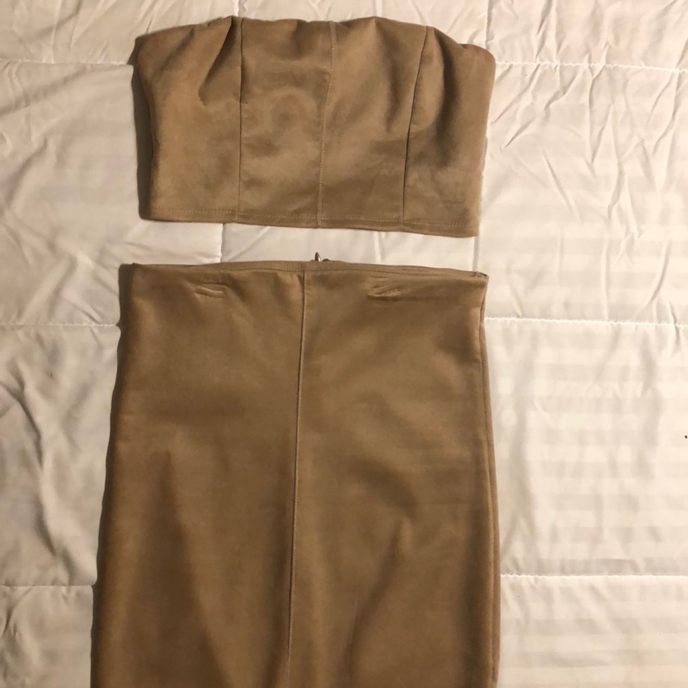 Tan suede 2 piece set